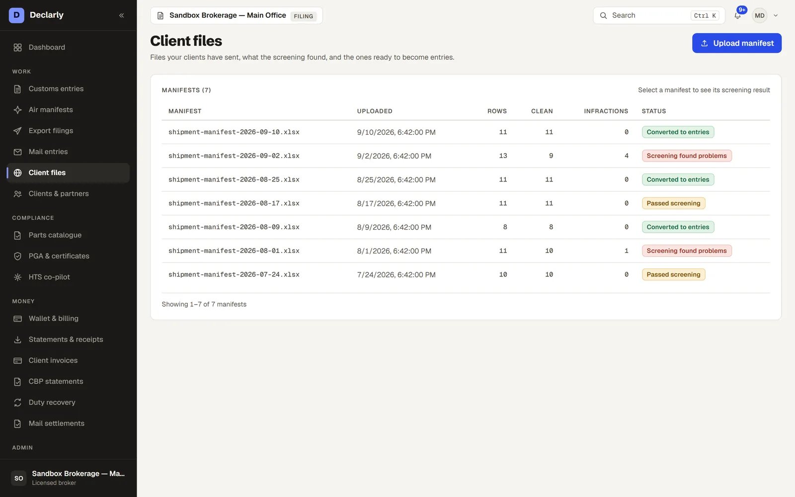 Client files → entries in Declarly — A spreadsheet from the importer becomes a draft entry without re-keying.